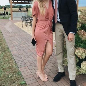 Wedding guest pink/coral flattering dress